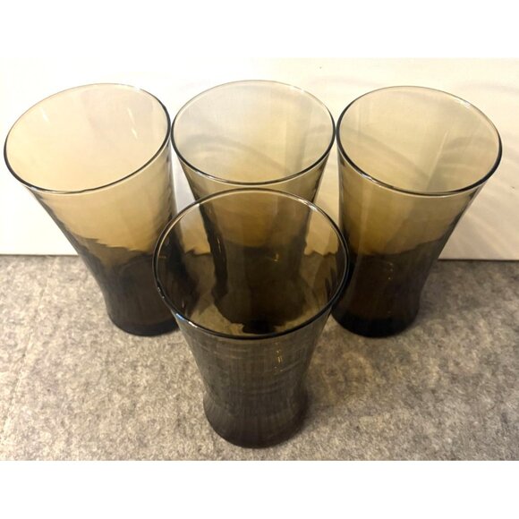 Set of 4 Vintage Anchor Hocking Smokey Brown 6" Tumblers  # 3003 - Picture 4 of 4